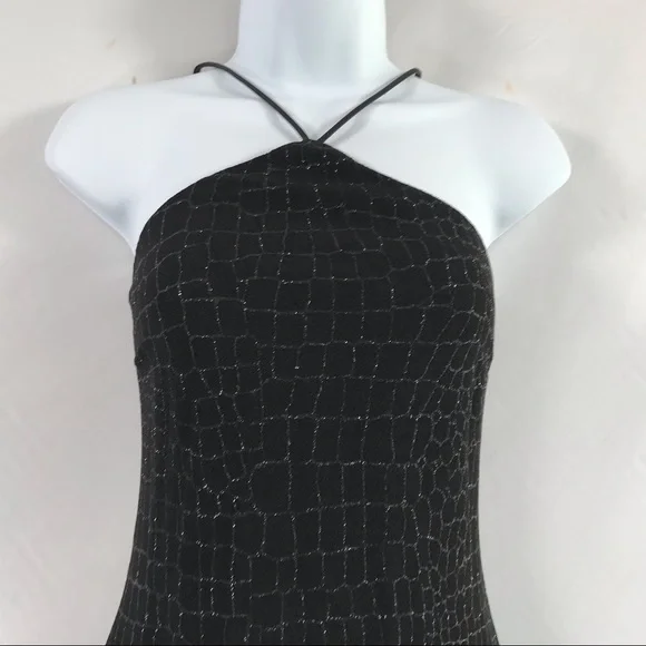 Sold—90s Vintage Cache Black Cocktail Halter Dress - Picture 7 of 14